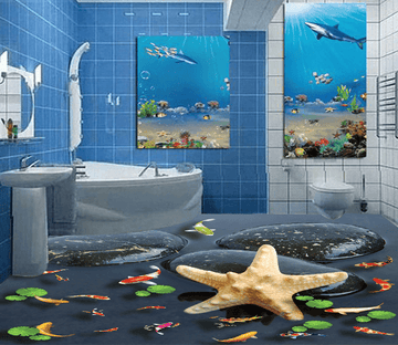 3D Yellow Starfish 011 Floor Mural Wallpaper AJ Wallpaper 2 