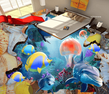 3D Pink Jellyfish 023 Floor Mural Wallpaper AJ Wallpaper 2 