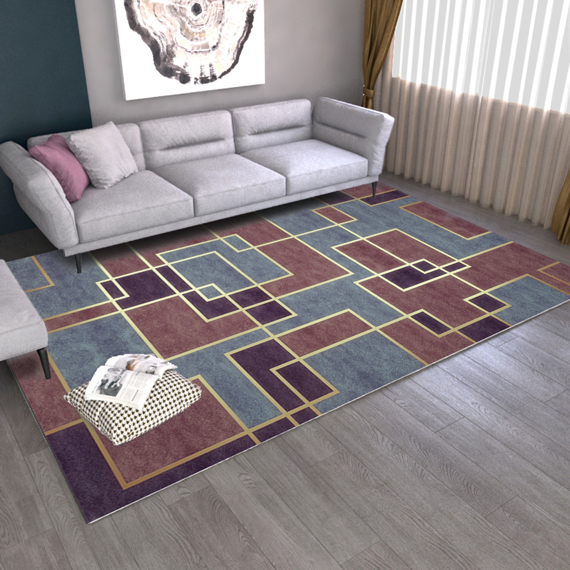 3D Colored Geometric Pattern WG442 Non Slip Rug Mat Mat AJ Creativity Home 