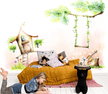 3D Cottage Swing 925 Wallpaper AJ Wallpaper 2 