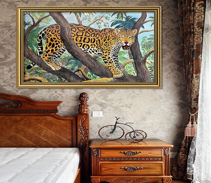 3D Big Leopard 077 Fake Framed Print Painting Wallpaper AJ Creativity Home 