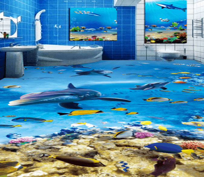 3D Dolphins Crossing 308 Floor Mural Wallpaper AJ Wallpaper 2 