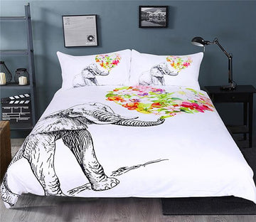 3D Flowers Elephant 205 Bed Pillowcases Quilt Wallpaper AJ Wallpaper 