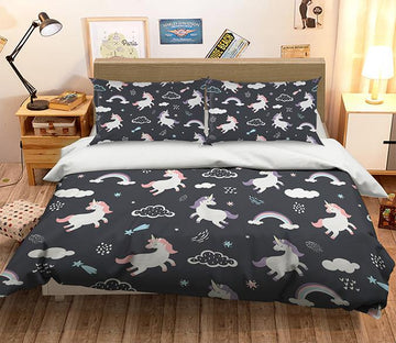 3D Rainbow Unicorn 067 Bed Pillowcases Quilt Wallpaper AJ Wallpaper 