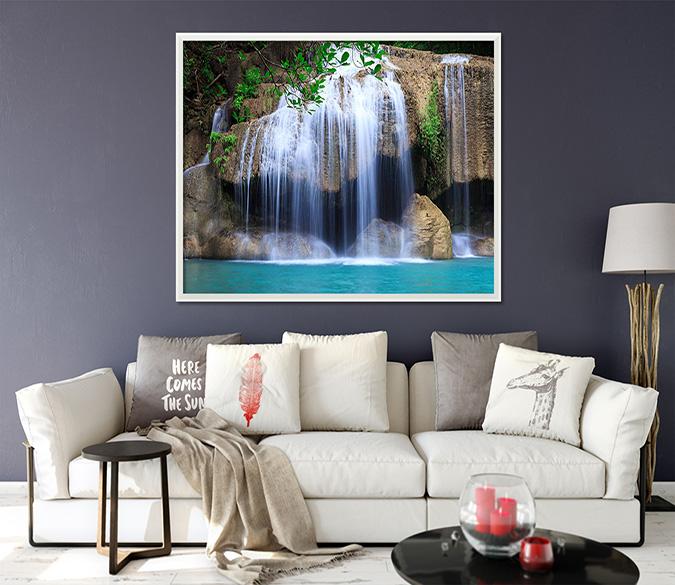 3D Mountain Stone River 109 Fake Framed Print Painting Wallpaper AJ Creativity Home 