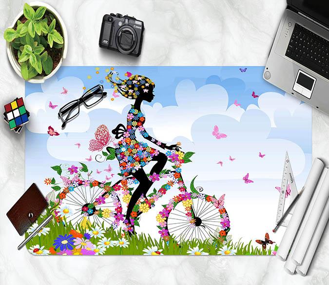3D Girl Bicycle 044 Desk Mat Mat AJ Creativity Home 