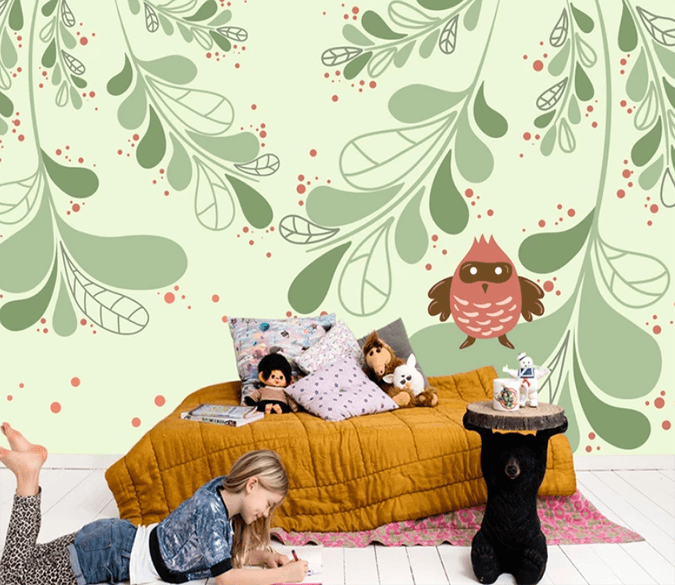 3D Bird Standing Leaf 914 Wallpaper AJ Wallpaper 2 