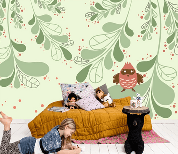 3D Bird Standing Leaf 914 Wallpaper AJ Wallpaper 2 