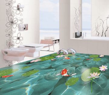 3D Lotus Leaf 096 Floor Mural Wallpaper AJ Wallpaper 2 