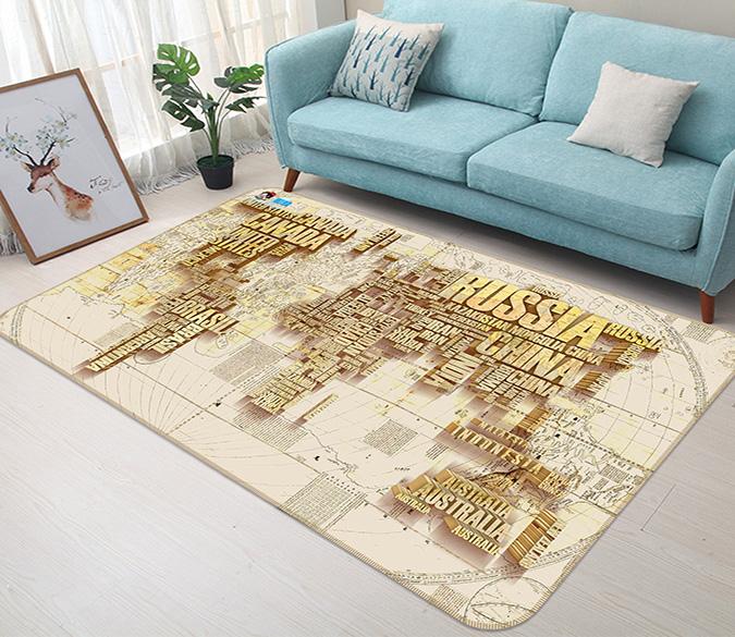 3D Letter Map 337 Non Slip Rug Mat Mat AJ Creativity Home 