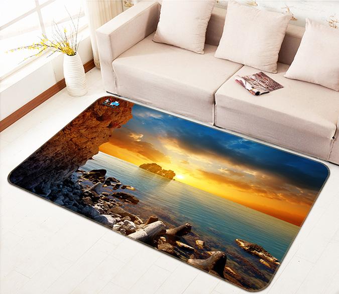 3D Sea Dusk Stone 626 Non Slip Rug Mat Mat AJ Creativity Home 