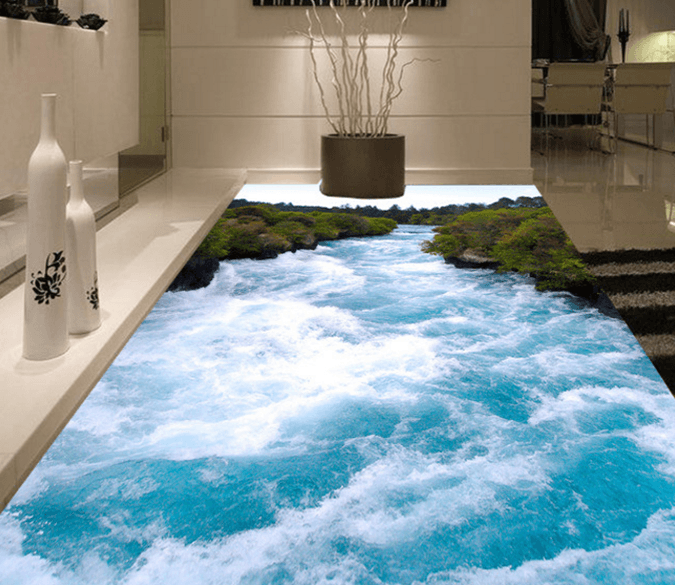 3D Waves 068 Floor Mural Wallpaper AJ Wallpaper 2 