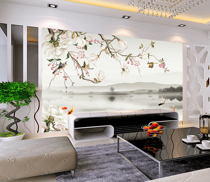 3D Goldfish Flower 096 Wallpaper AJ Wallpaper 