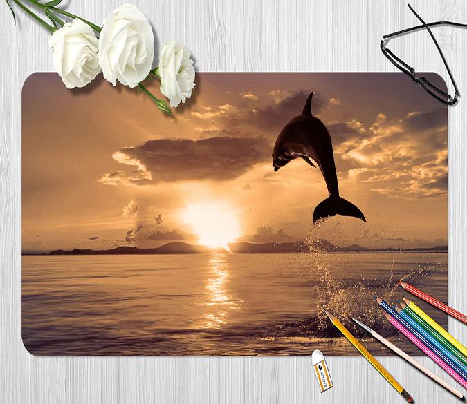 3D Dusk Dolphin 179 Desk Mat Mat AJ Creativity Home 
