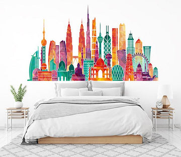 3D Colored Building 058 Wall Stickers Wallpaper AJ Wallpaper 