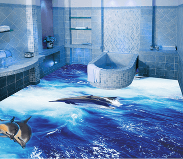 3D Lively Dolphins 153 Floor Mural Wallpaper AJ Wallpaper 2 