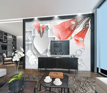 3D Red Lily Butterfly 1180 Wallpaper AJ Wallpaper 2 