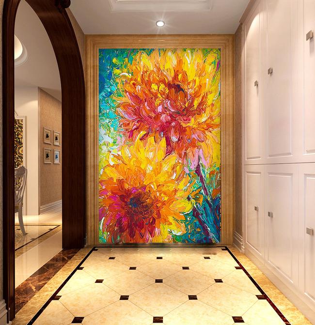 3D Orange Flowers 634 Wall Murals Wallpaper AJ Wallpaper 2 