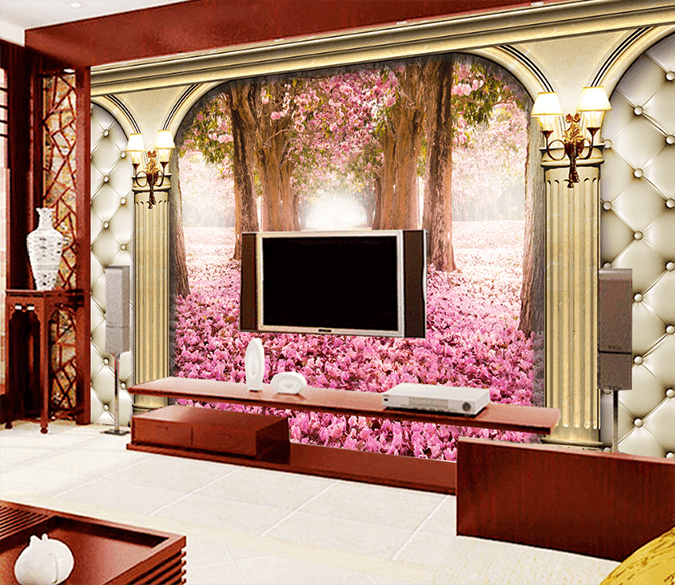 3D Flower Road 010 Wallpaper AJ Wallpaper 