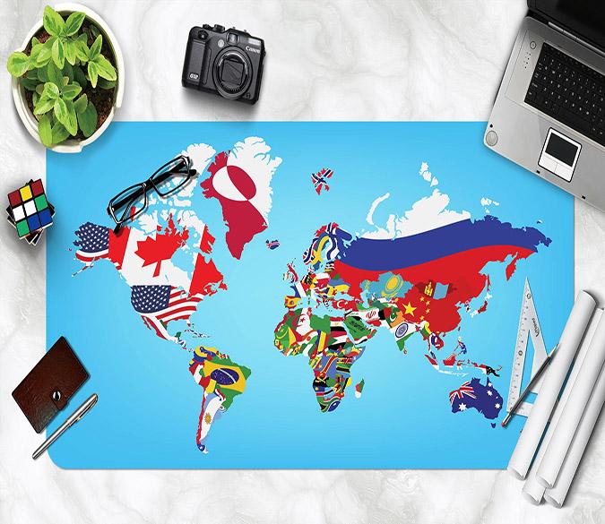 3D Flag Map 136 Desk Mat Mat AJ Creativity Home 