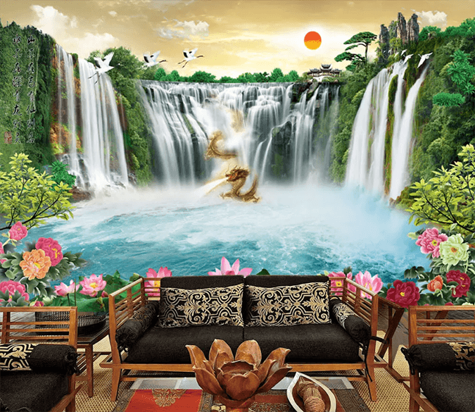 3D Waterfall Dragon Spit Water 1596 Wallpaper AJ Wallpaper 2 