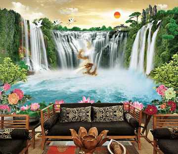 3D Waterfall Dragon Spit Water 1596 Wallpaper AJ Wallpaper 2 