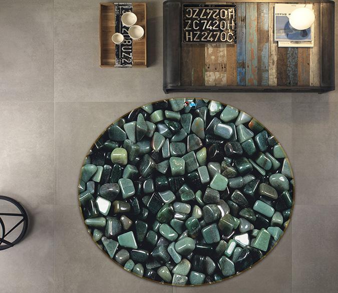 3D Green Pebbles 071 Round Non Slip Rug Mat Mat AJ Creativity Home 