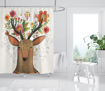 3D Antler Flower 096 Shower Curtain 3D Shower Curtain AJ Creativity Home 