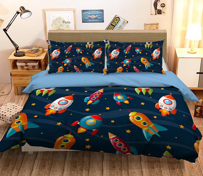 3D Rocket Stars 053 Bed Pillowcases Quilt Wallpaper AJ Wallpaper 