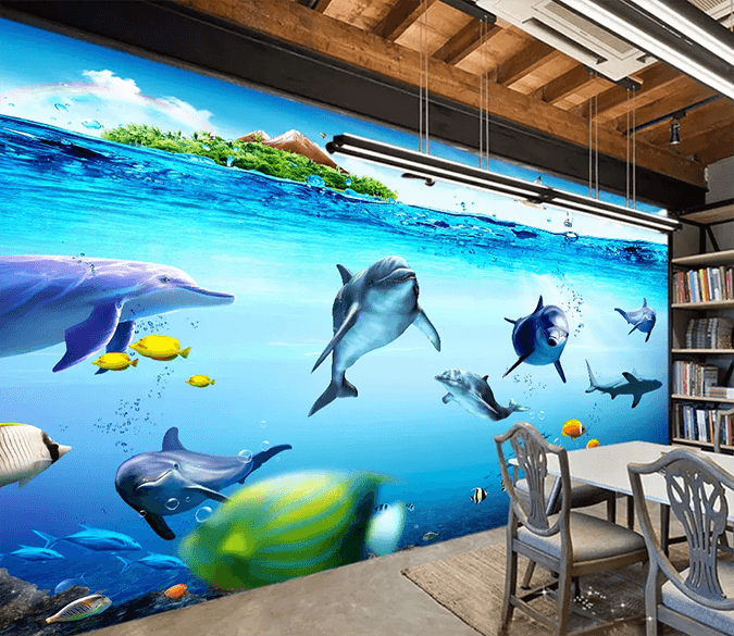 3D Dolphin Group Rainbow 41 Wallpaper AJ Wallpaper 2 