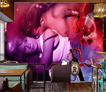 3D Kissing Red Wine 324 Wallpaper AJ Wallpaper 2 