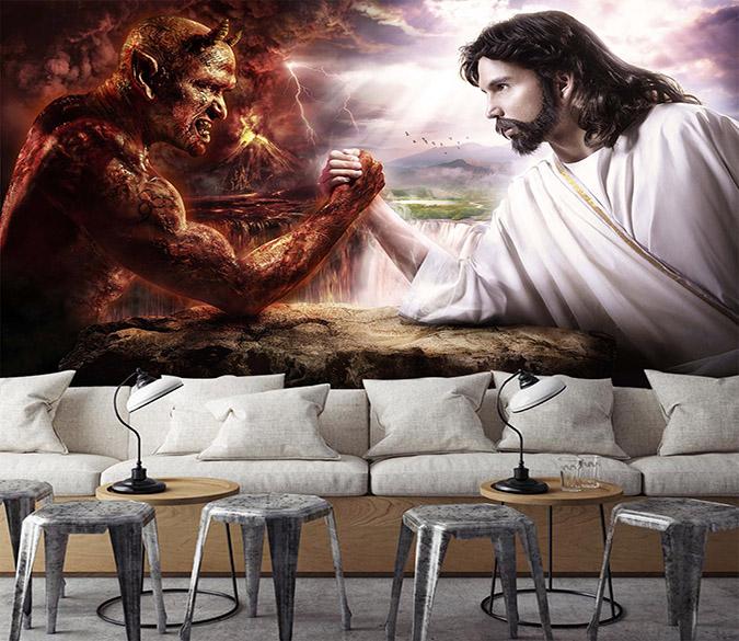 Canvas Wall Picture Living Room Devil Angel - Wall Pictures 3D Natural  Landscape Modern Office Cinema Hotel Corridor Wall Painting for Bedroom  Wall Wallpaper Photo Wallpaper 150 x 105 cm : Amazon.de: