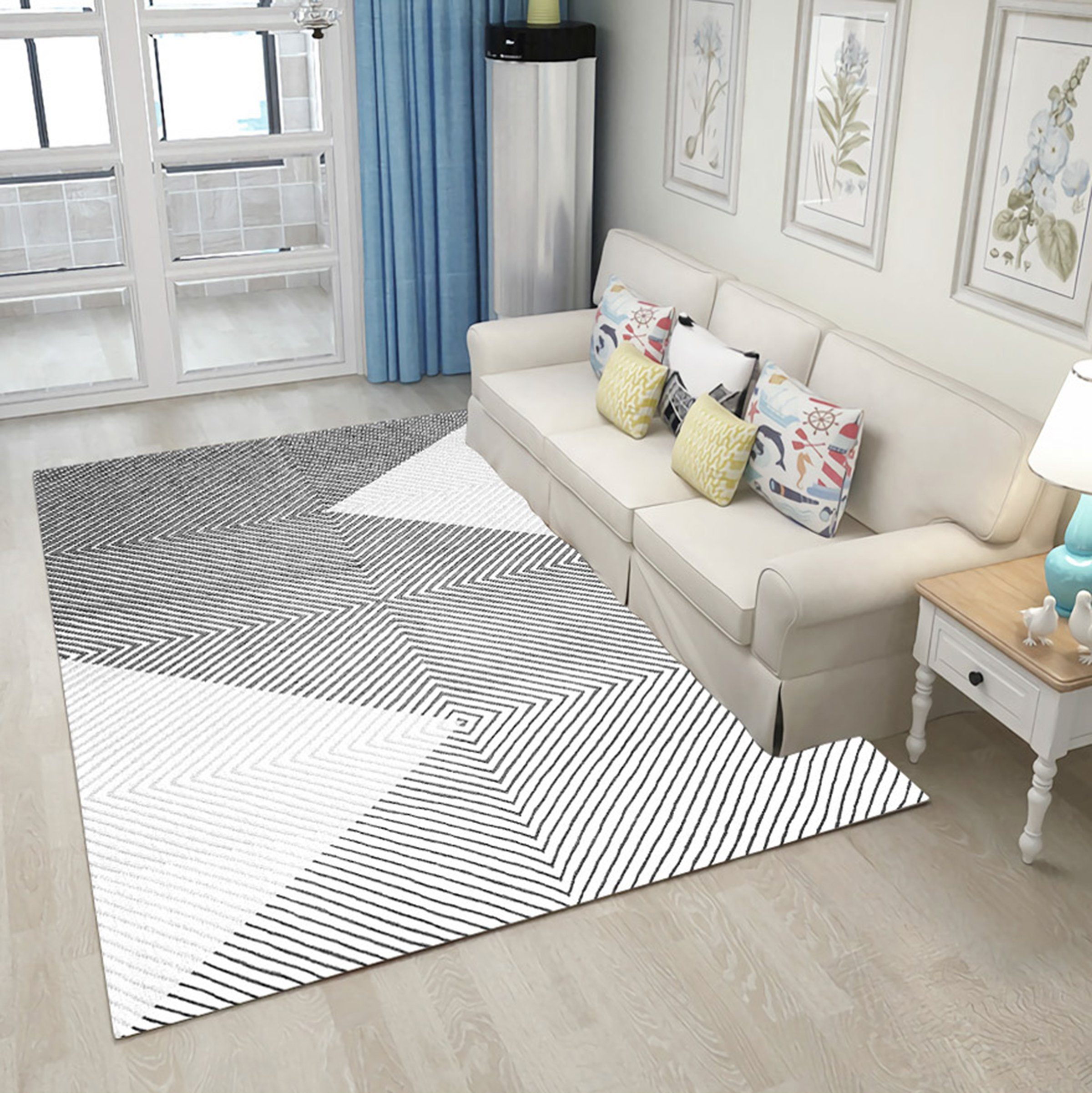 3D Black And White Lines WG204 Non Slip Rug Mat Mat AJ Creativity Home 