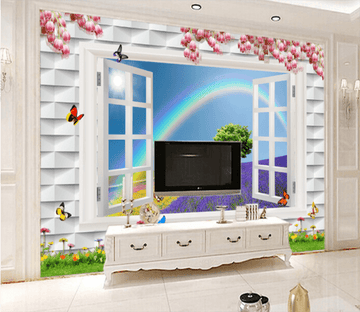 3D Rainbow Flower 302 Wallpaper AJ Wallpaper 