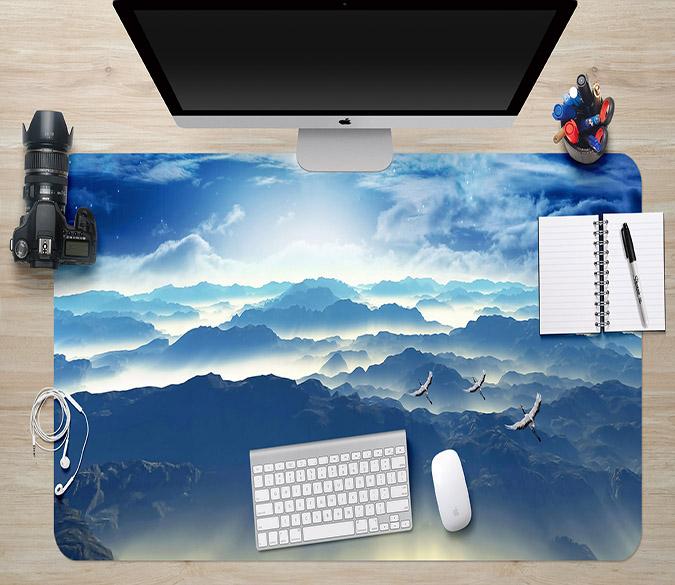 3D Crowned Crane 016 Desk Mat Mat AJ Creativity Home 