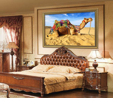 3D Relaxing Camel 058 Fake Framed Print Painting Wallpaper AJ Creativity Home 