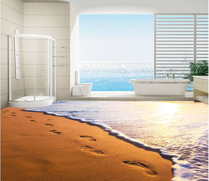 3D Beach Footprints 171 Floor Mural Wallpaper AJ Wallpaper 2 