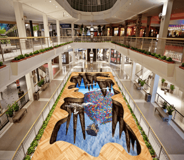 3D Flying House 071 Floor Mural Wallpaper AJ Wallpaper 2 
