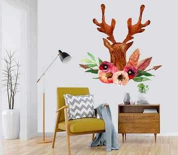 3D Antler Flower Painting 065 Wall Stickers Wallpaper AJ Wallpaper 