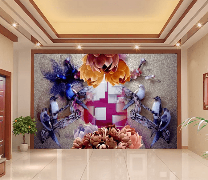 3D Plastic Flowers And Birds 720 Wallpaper AJ Wallpaper 2 