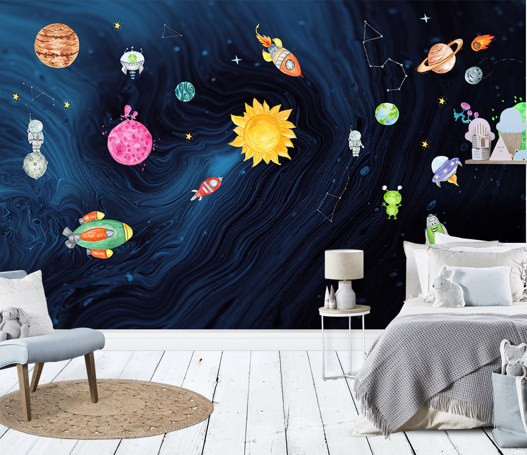 3D Cute Planet WC084 Wall Murals