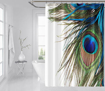 3D Peacock Feather 074 Shower Curtain 3D Shower Curtain AJ Creativity Home 