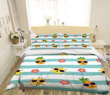 3D Cartoon Pineapples 002 Bed Pillowcases Quilt Wallpaper AJ Wallpaper 