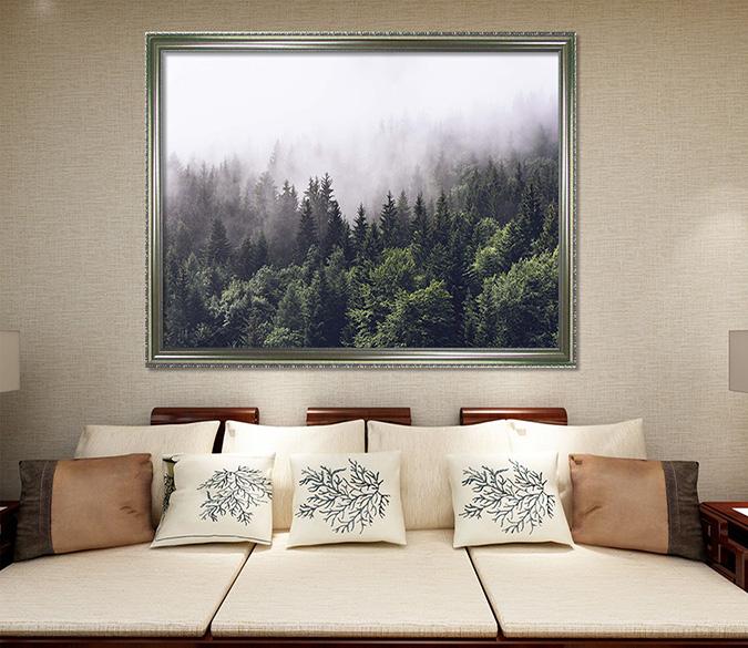 3D Dense Forest 093 Fake Framed Print Painting Wallpaper AJ Creativity Home 