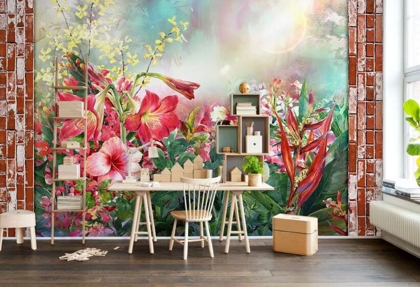 3D Red Flowers WC098 Wall Murals Wallpaper AJ Wallpaper 2 