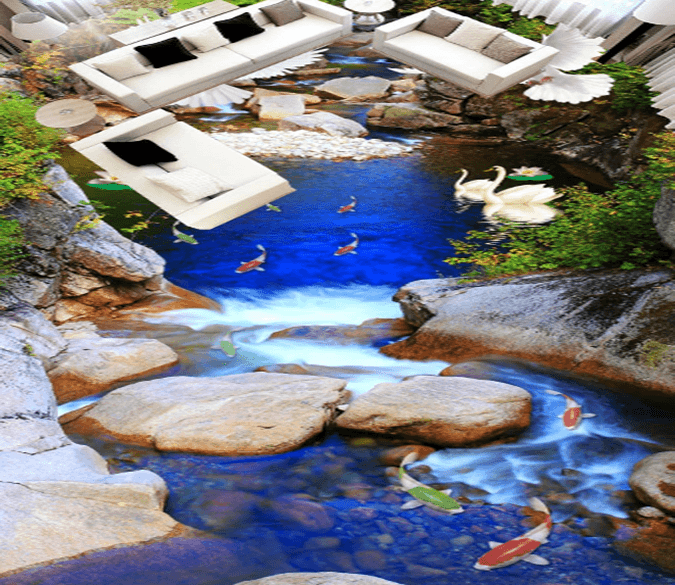 3D Swan 311 Floor Mural Wallpaper AJ Wallpaper 2 