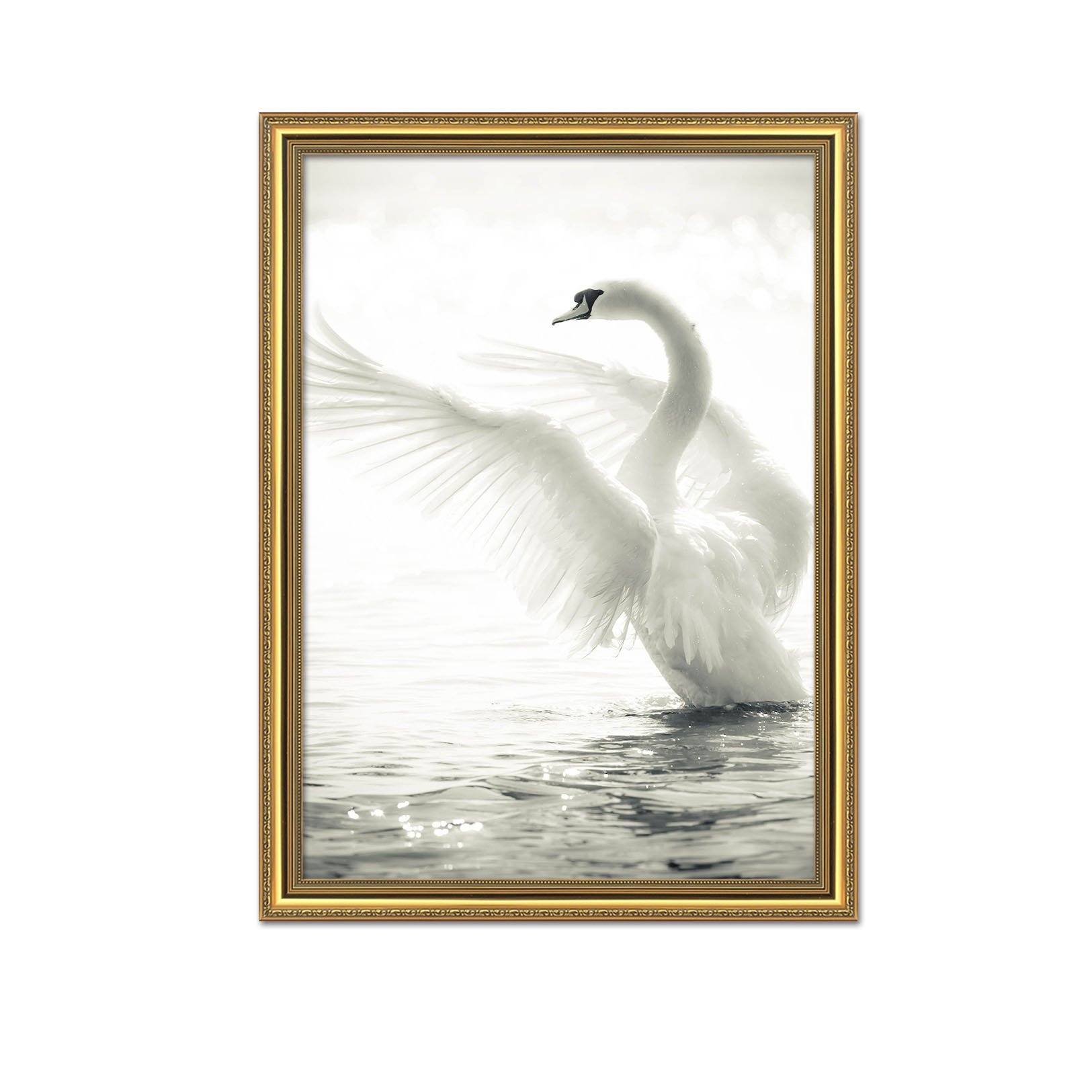 3D Swan Dancing 055 Fake Framed Print Painting Wallpaper AJ Creativity Home 