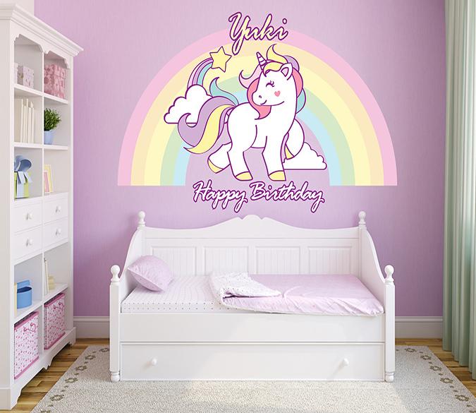 3D Rainbow Unicorn 024 Wall Stickers Wallpaper AJ Wallpaper 