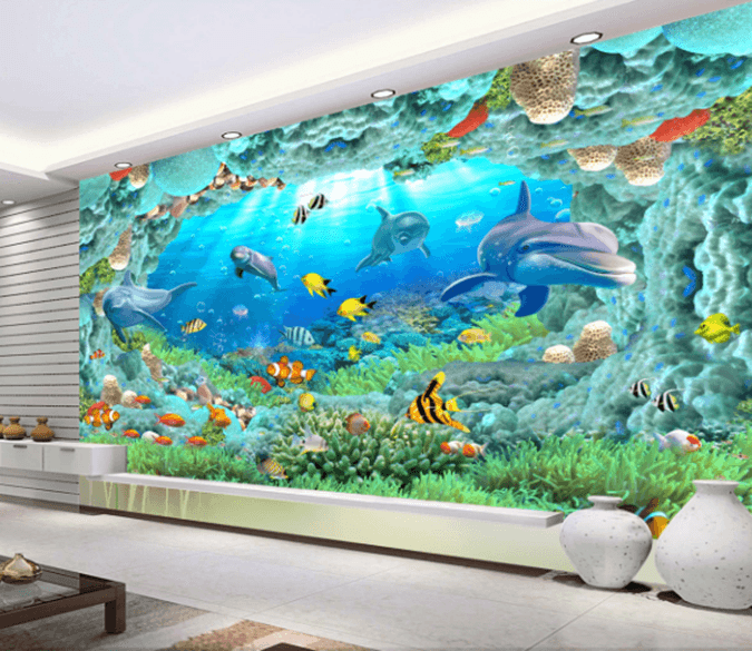 3D Cave Dolphin 173 Wallpaper AJ Wallpaper 