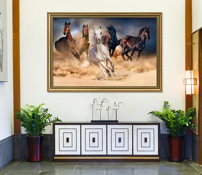 3D Run The Horse 189 Fake Framed Print Painting Wallpaper AJ Creativity Home 